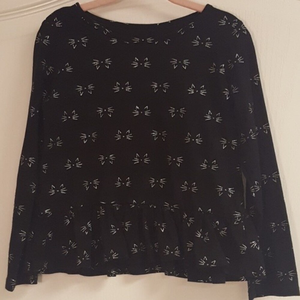 The Children's Place Silver Cat Face Ruffle Shirt
